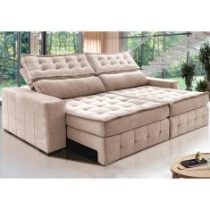 Sofá Retrátil e Reclinável 2,95m Cama inBox Big Puffer. com SoftGel D40 Velupluma