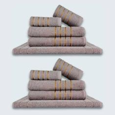 Jogo De Toalhas 10 Pçs Coleção Dubai 100% Algodão Cinza+cinza