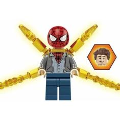 Boneco Blocos Montar Homem Aranha Peter Parker Teia Cromada