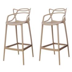 Kit 2 Banquetas Allegra Nude Polipropileno Cozinha Bistrô