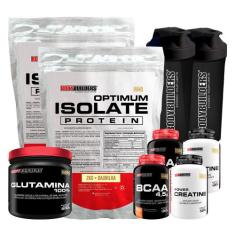 Kit 2x Optimum Isolate Protein 2kg + 2x Bcaa100g+ 2x Creatina100g + Gl