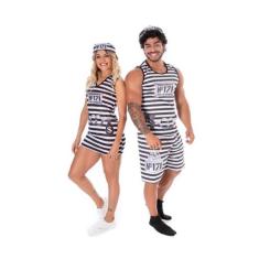 Fantasia Casal De Presidiário Adulto Carnaval Festa Temática - Fantasi