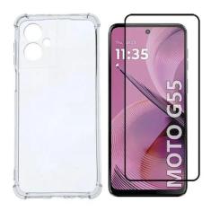 Kit Capa Capinha Transparente Anti-Impactos + Película 3D de Vidro Par