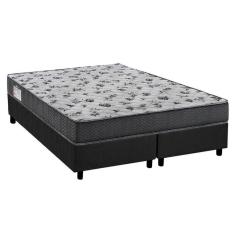 Cama Box Queen: Colchão Espuma Ortobom D33/Ep Iso 100 Ultra Firme + Base Crc Suede Gray(158X198)