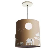 Lustre Infantil Pendente Safári 25X25 Cáqui - Tom luz