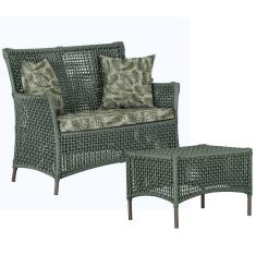 1 Sofá Área e Mesa Igapó Alumínio Pintura Marrom Corda Náutica Estofado Impermeável Almofada 5 Trama