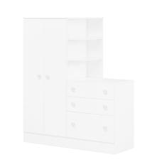 Guarda Roupa Infantil Doce Sonho 2 Portas 3 Gavetas Branco