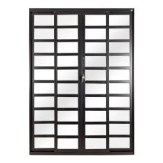 Porta Correr 4 Folhas Móveis Central Com Travessa Topsul 210x150cm Esquadrisul Preto