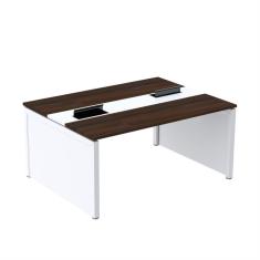 Mesa De Plataforma Dupla Para 2 Pessoas Corporativa 140x140-2p Walnut-cinza