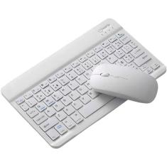 Teclado Sem Fio Bluetooth Recarregável Com Mouse - Branco