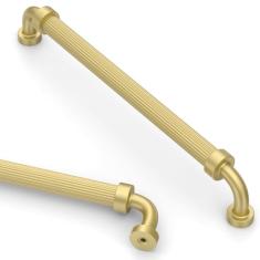 Asidrama Pacote com 10 puxadores de armário de cozinha dourados escovados de 192 mm, puxadores de armário de cozinha para puxadores de gaveta de armário