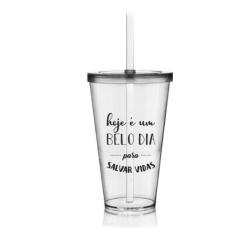 Kit 6 Copos Com Tampa E Canudo Criativos Tema Salvar Vidas - Krystalon