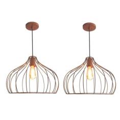 Kit 2 Lustres Aramado Onion Ø42X25Cm Cobre Retrô Md8026 - Boreal Cúpul