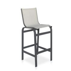 Banqueta Alta Para Balcão, Mesa Bistrô, área Externa - Grafite E Tela Cinza