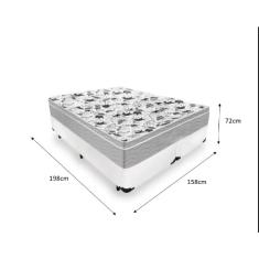 Cama Box Queen 158 Tecido Sintético Branco com Colchão de Molas Ensacadas - Probel Evolution 72x158x198