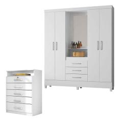 Cômoda Triunfo e Guarda Roupa Casal Capelinha Pérsia Branco Flex - Demóbile