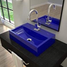 Cuba de Apoio para Banheiro Q45W Retangular Compace Azul Escuro