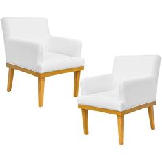Kit 02 Poltronas Decorativas Para Sala de Estar Base Mel Beatriz W01 Corano Branco - Lyam Decor