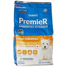 Ração Premier para Cães Filhotes de Raças Pequenas Ambientes Internos Sabor Frango e Salmão, 2,5kg Premier Pet Raça Filhotes,