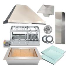 Coifa Kit Gourmet 100% Inox Para Churrasqueira Kit Coifa