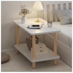 Mesa de canto de cama estreita, armazenamento dividido, estrutura estável, mesa de cabeceira lateral, pernas de mesa de madeira maciça, economia de espaço, mesa de cabeceira, adequada para sala de estar, sofá, varanda, escritório (cor: branco,