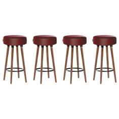 Kit 4 Banquetas Alta Pés Palito Roma Romã 70cm