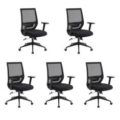 Kit 5 Cadeiras para Escritório Diretor com Nr17 Genebra Preto