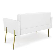 Sofá Namoradeira 2 Lugares Base Pé De Ferro Dourado Elisa Corino D03 - D`rossi Cor Branco