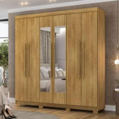 Guarda-Roupa Casal Bahamas 6 Portas 2 Gavetas com Espelho Nature - Pnr