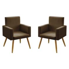 Kit 2 Poltronas Decorativas Nina Suede Marrom Aradecor