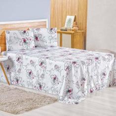 Jogo De Lençol Lidian Queen 3 Peças Hiperpercal Estampado 180 Fios - Malta Floral