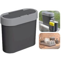 Lixeira 2,8 Litros Click Flat Cesto De Lixo Cozinha Pia Bancada - 1700