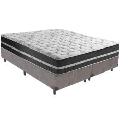 Cama Box Cinza E Colchão Classic Preto Molas Ensacadas Queen Anjos