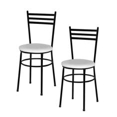 Jogo 2 Cadeiras Para Cozinha Epoxi Preta - Lamar Design, Laca branca