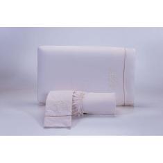 Jogo Lençol Casal Super King 3 Peças Palha 200 Fios Algodão