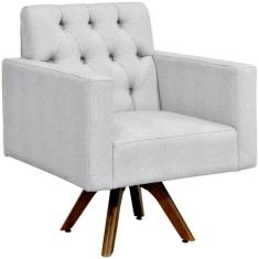 Poltrona Decorativa Giratória Sala de Estar Base de Madeira Manu Capit