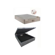 Conjunto Cama Box Baú Casal Reforçado Jadmax + Colchão Ortobom Molas E