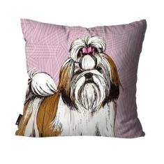 Capa para Almofada Mdecore Gato Cachorro Pets, Shih Tzu Rosa
