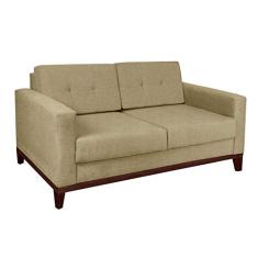 Sofá 2 Lugares Living Pés e Base em Madeira Linho Cotton Bege