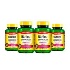 Kit 04 Biotina Cabelo Unhas Vitaminas + Acido Fólico 60 Caps - Maxinut
