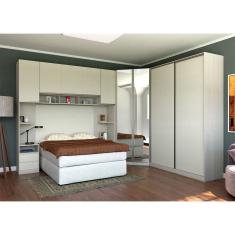 Guarda Roupa Canto Casal com Espelho Legno Crema com Kashmir Prime Luciane Móveis