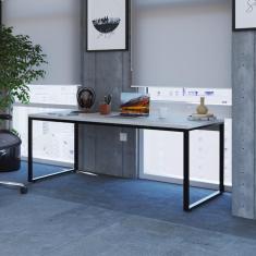 Mesa de Escritório Industrial Kuadra 180 cm - Preto/Snow