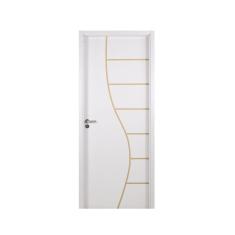 Kit Porta de Madeira Decorada 215x84cm com Batente de MDF Ultra 16cm Cantareira MGM Branco