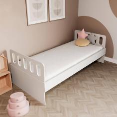 Cama Solteiro Mdf Branco Com Cabeceira Anatômica Mobilistore