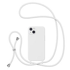 UEEBAI Capa de telefone com cordão transversal para iPhone 14 de 6,1 polegadas, capa de telefone de silicone com alça de colar ajustável, cinto macio, cordão de pescoço, cordão à prova de choque, capa