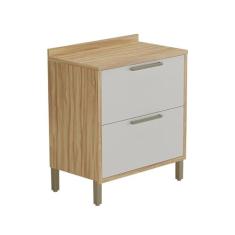 Balcão de Cozinha 80cm com 1 Porta Basculante 1 Gavetão e Tampo 100% MDF Vicenza Espresso Móveis Amêndoa/Off White