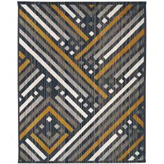 Tapete para sala Carter 04 Cinza-bege-amarelo 1,00x1,40m - Edantex