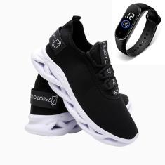 Tênis Masculino Gmm Shoes Esporte Caminhada Academia Dia a Dia + Relógio-Masculino
