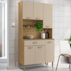Cozinha Compacta 6 Portas 1 Gaveta Apolo Kits Parana, Freijó/Vanila