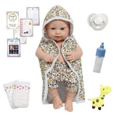 Boneco Reborn Bebê Realista Carequinha 43cm Roupão Girafa - Cegonha Re